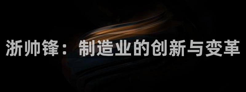 彩神盈利图片：浙帅锋：制造业的创新与变革